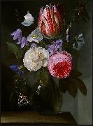 Jan Philip van Thielen Roses and a Tulip in a Glass Vase. oil painting